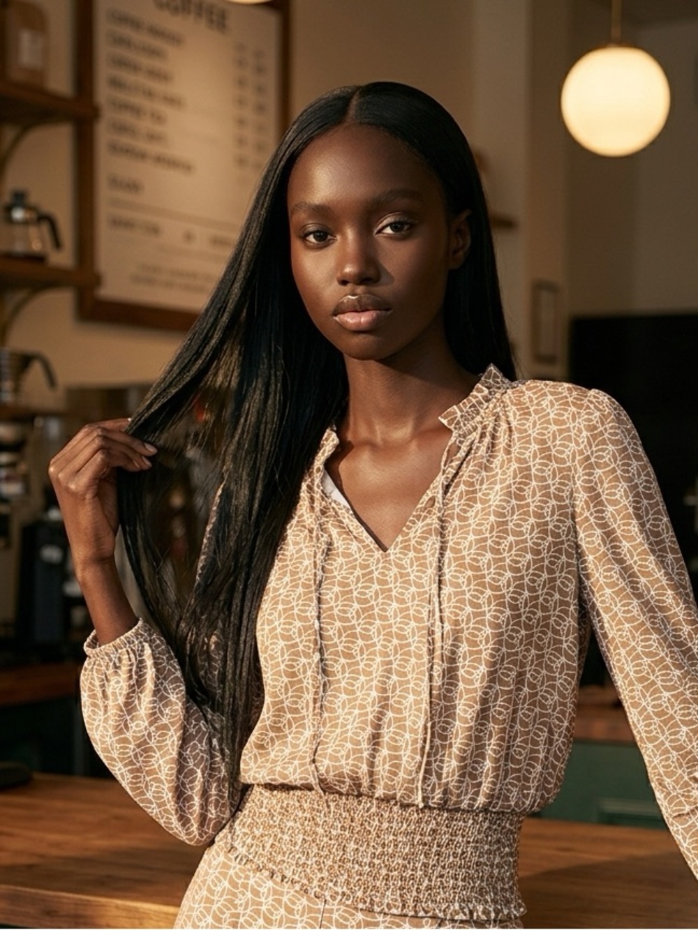 Tamara H. Elegant Patterned Top - Size Extra Small